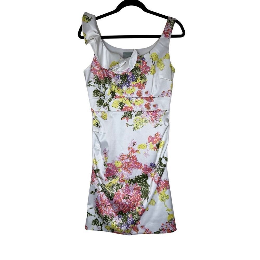 Maeve Anthropologie white Floral Empire Waist Ruched Dress Sz 6 Soft Girl